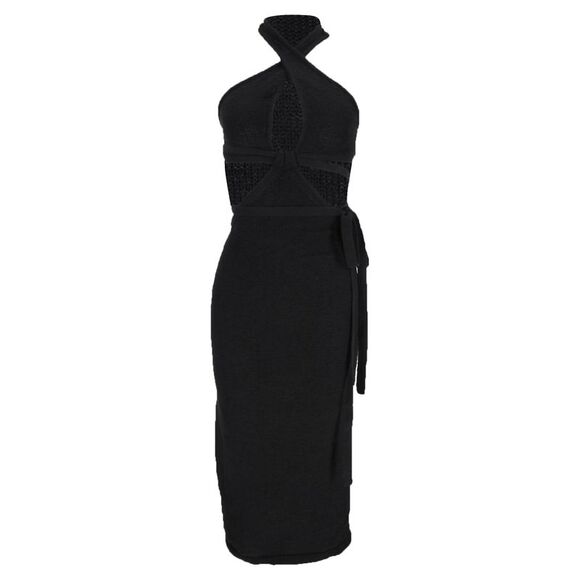 Cult Gaia Dresses & Skirts - Cult Gaia Aziza Knitted Cutout Midi Dress in Black Cotton